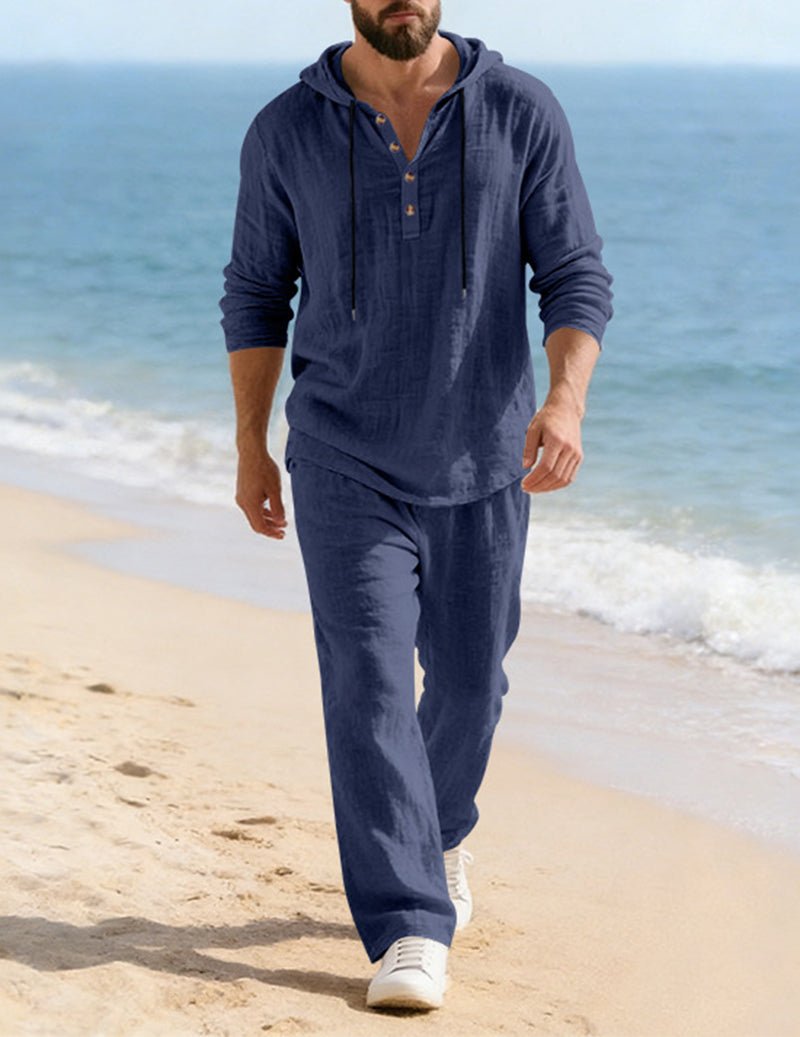 Marcus | Men's Hooded Lounge Set | Henley Top · PNY