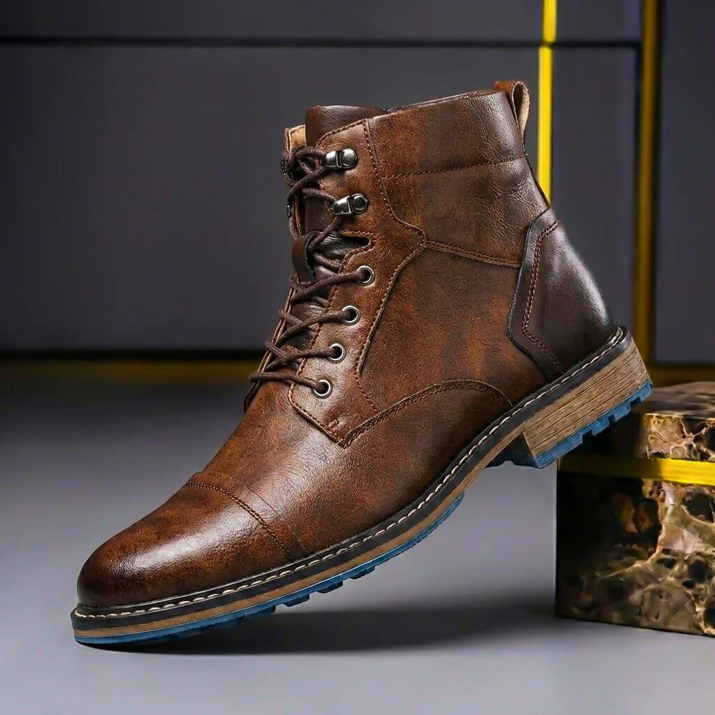 Marcus | Men's Lace-Up Boots | Cap-Toe Leather · PNY