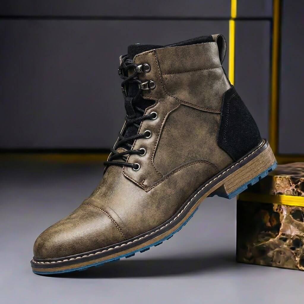 Marcus | Men's Lace-Up Boots | Cap-Toe Leather · PNY