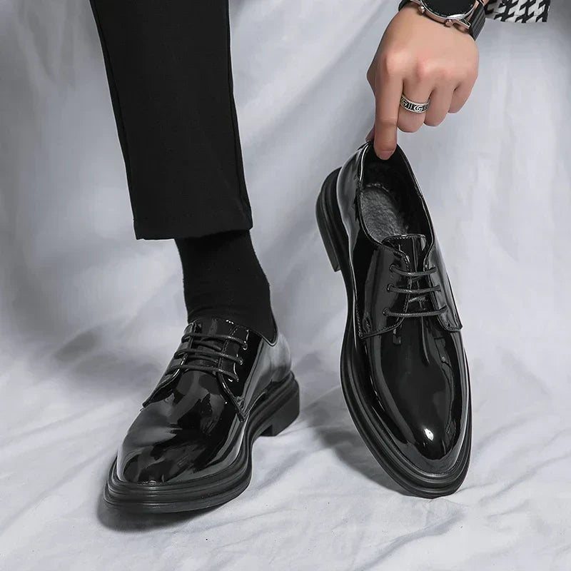 Marcus | Men's Lace-Up Derby Shoes | Glossy Finish · PNY