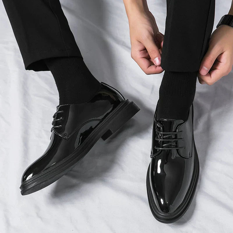 Marcus | Men's Lace-Up Derby Shoes | Glossy Finish · PNY