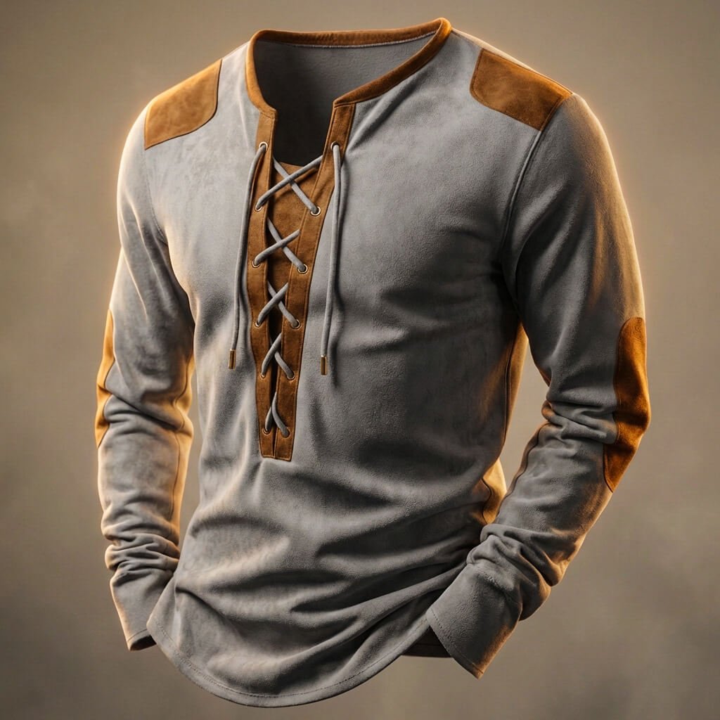 Marcus | Men's Lace-Up Shirt | Elbow Patches · PNY