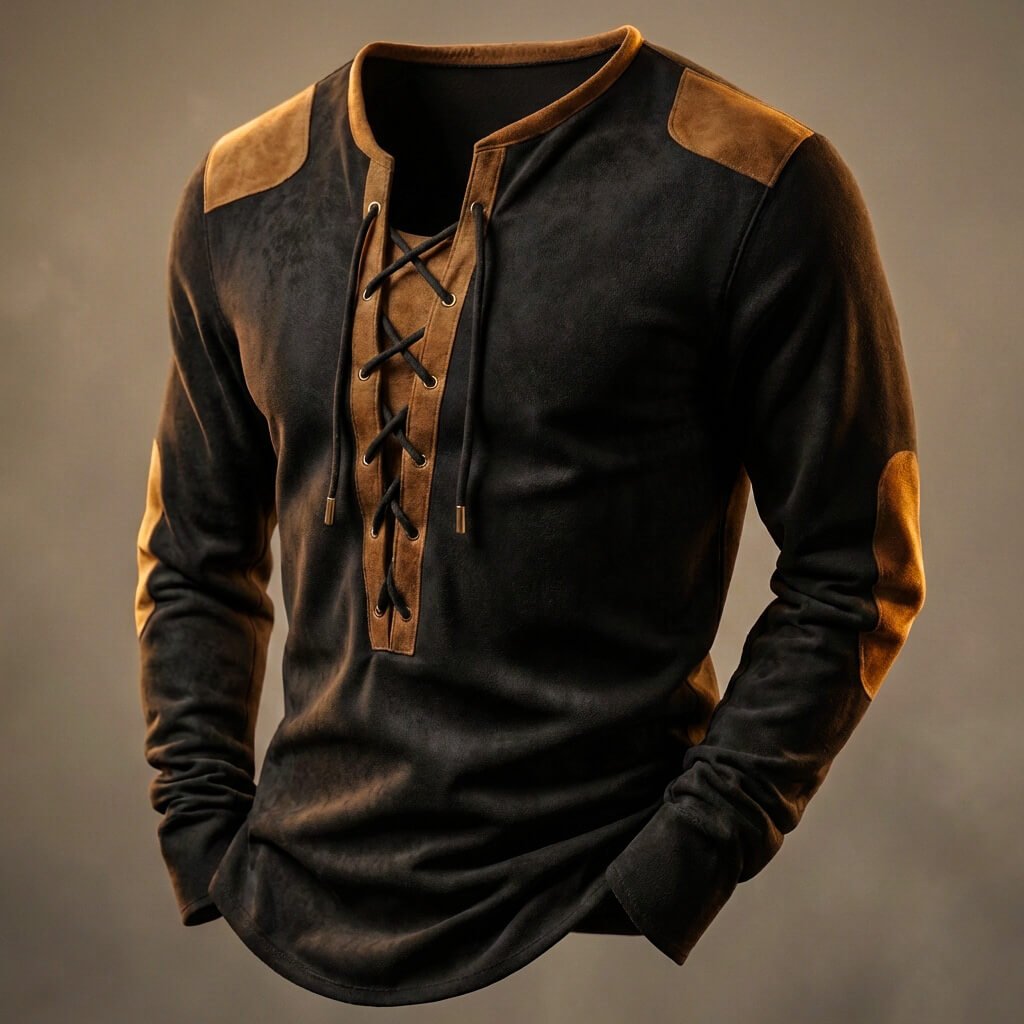Marcus | Men's Lace-Up Shirt | Elbow Patches · PNY