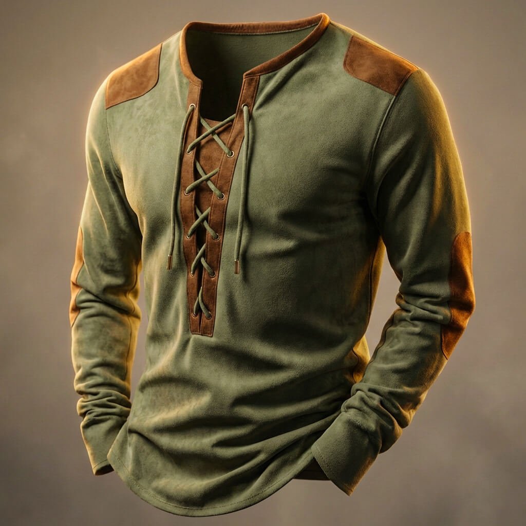 Marcus | Men's Lace-Up Shirt | Elbow Patches · PNY