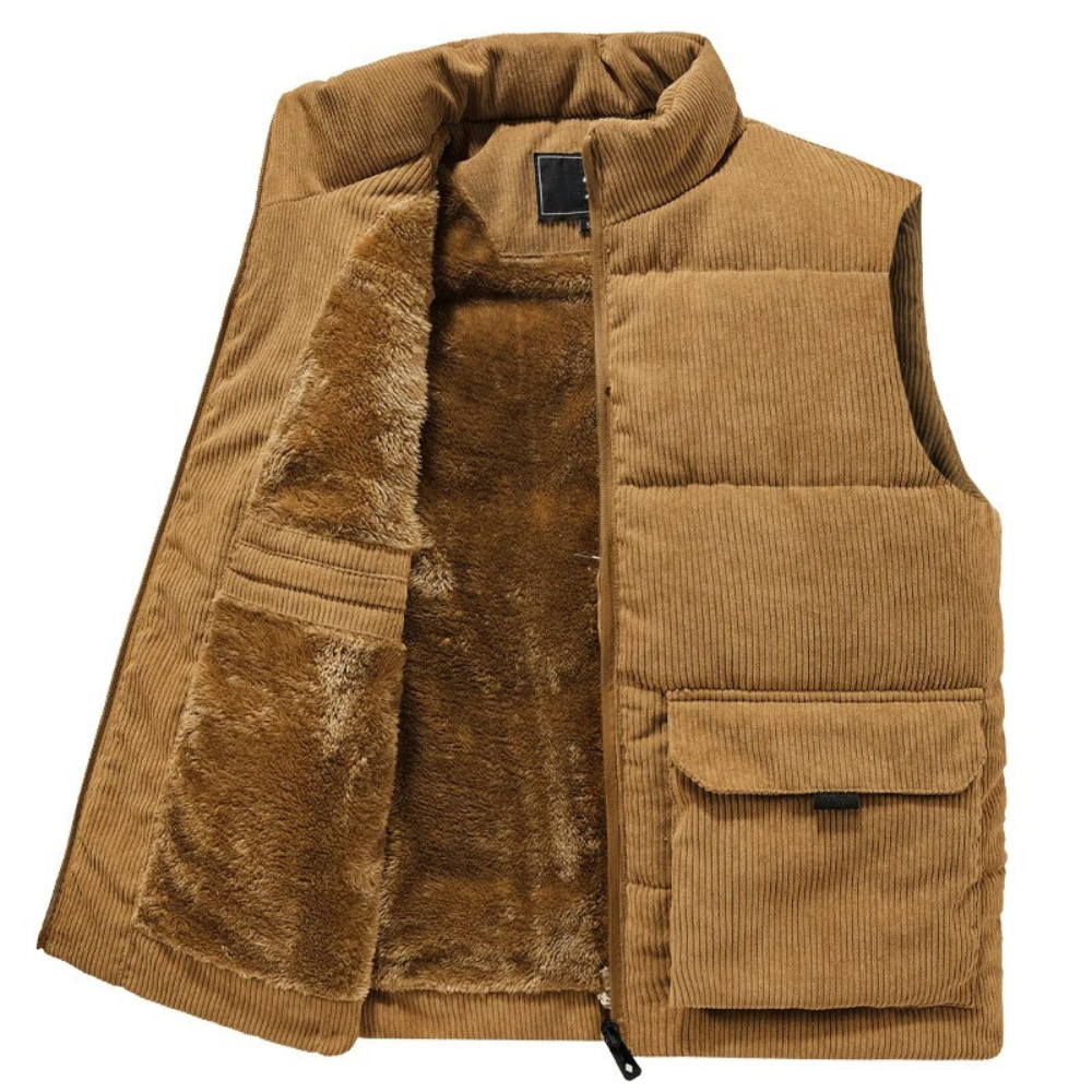 Marcus | Men's Sleeveless Vest | Fleece-Lined Corduroy · PNY