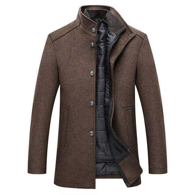 Marcus | Men's Stand-Collar Coat | Wool Blend · PNY