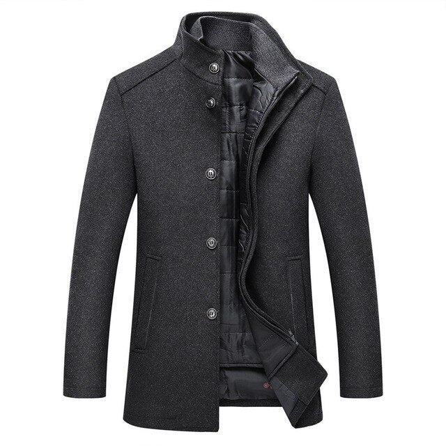 Marcus | Men's Stand-Collar Coat | Wool Blend · PNY