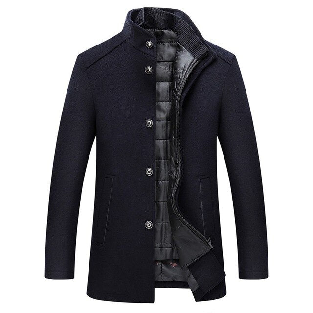 Marcus | Men's Stand-Collar Coat | Wool Blend · PNY