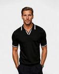 Daniel | Men's V-Neck Polo | Contrast Trim