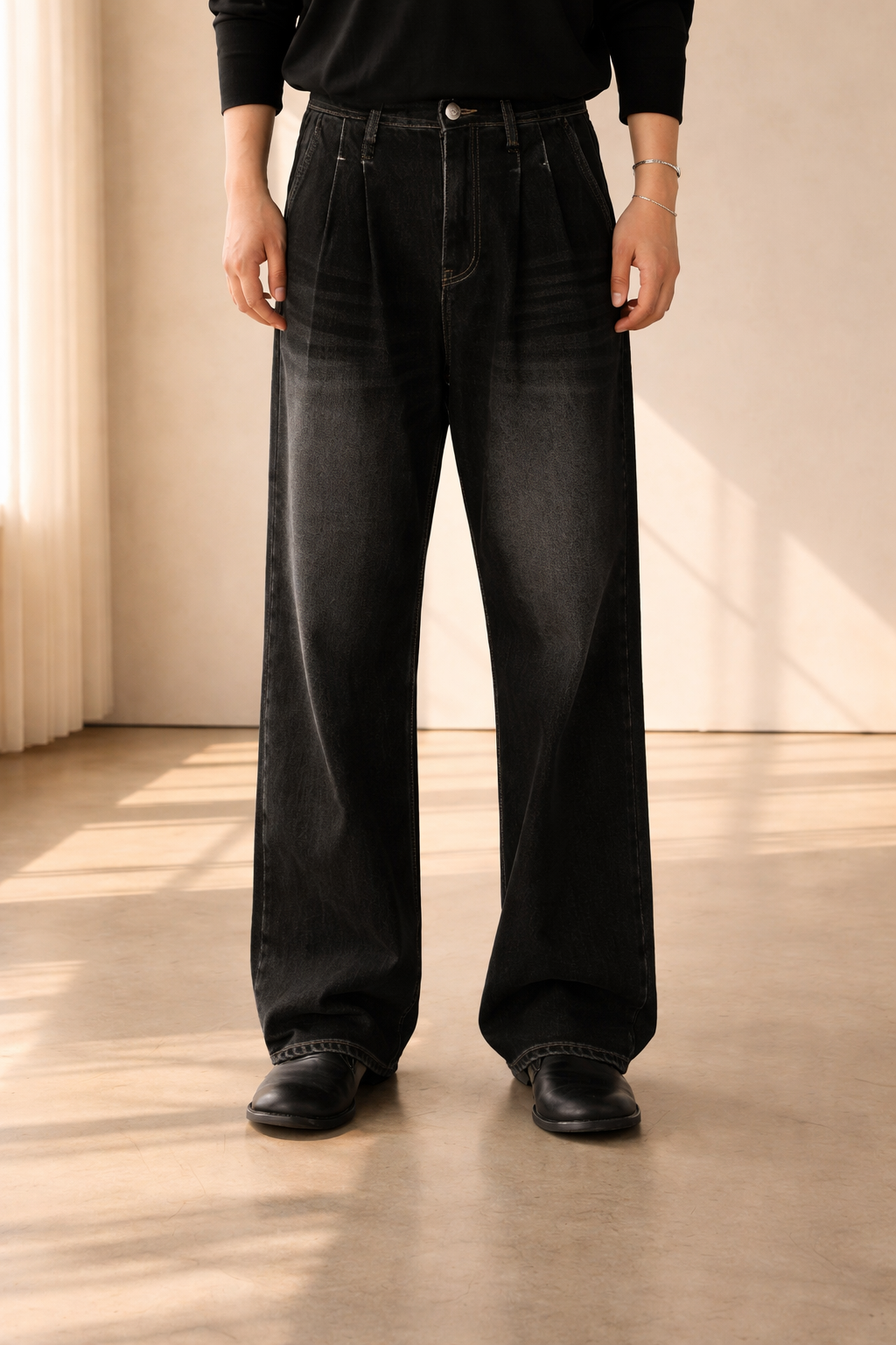 Marcus | Men's Wide-Leg Jeans | Pleated Front · PNY