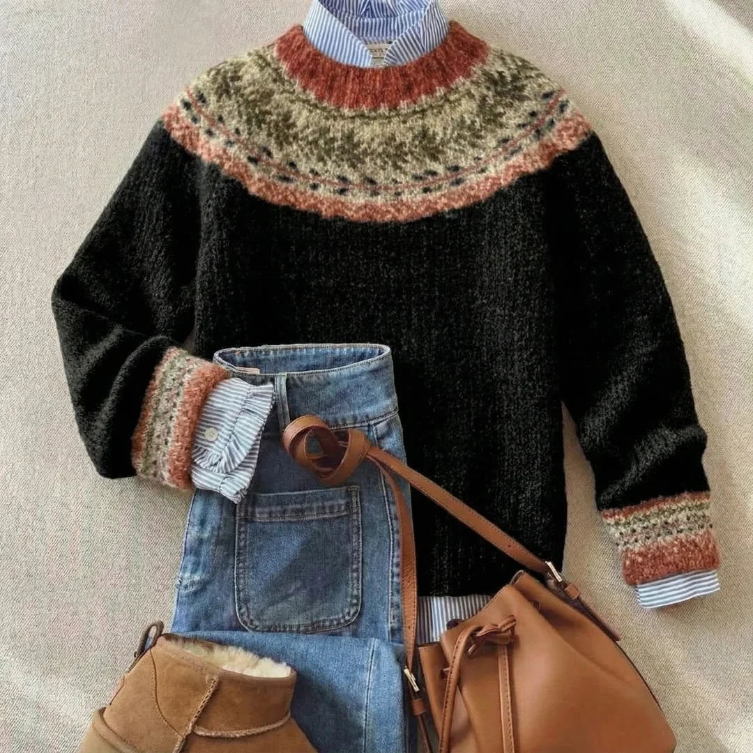 Margot | Women's Crewneck Sweater | Fair Isle Knit · PNY