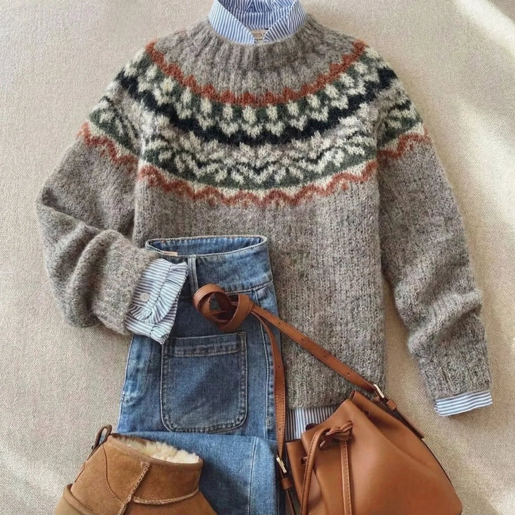 Margot | Women's Crewneck Sweater | Fair Isle Knit · PNY