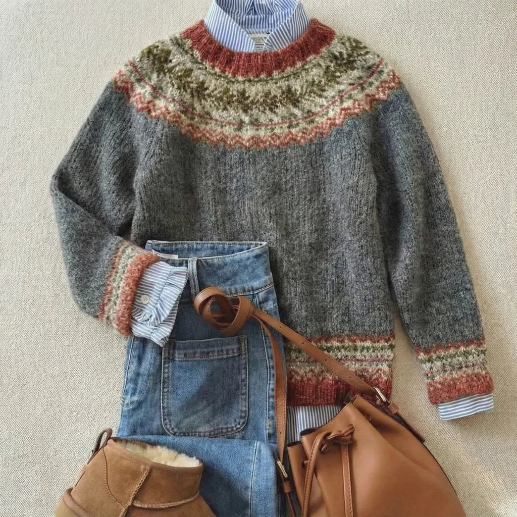Margot | Women's Crewneck Sweater | Fair Isle Knit · PNY