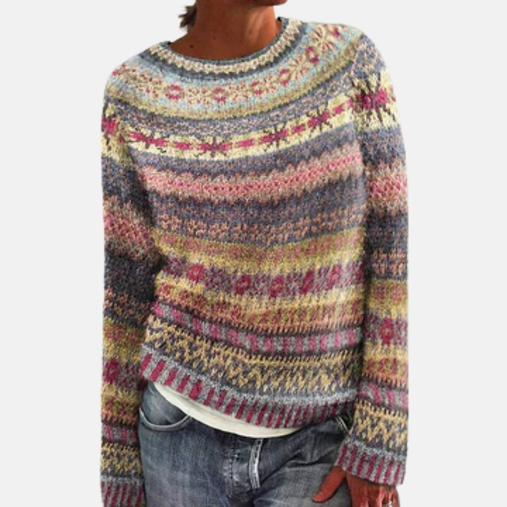 Maria | Women's Crewneck Sweater | Fair Isle · PNY