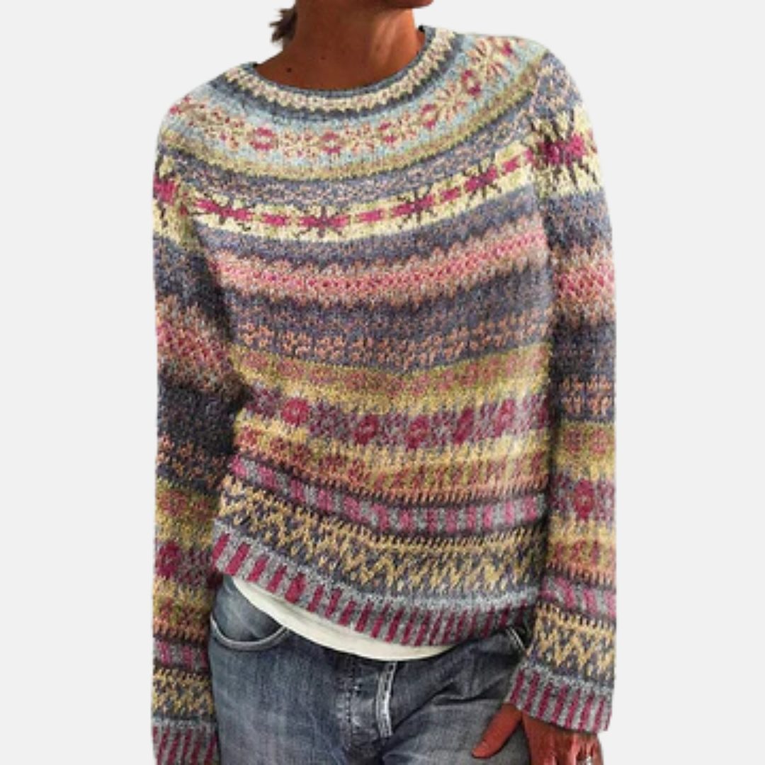 Maria | Women's Crewneck Sweater | Fair Isle · PNY