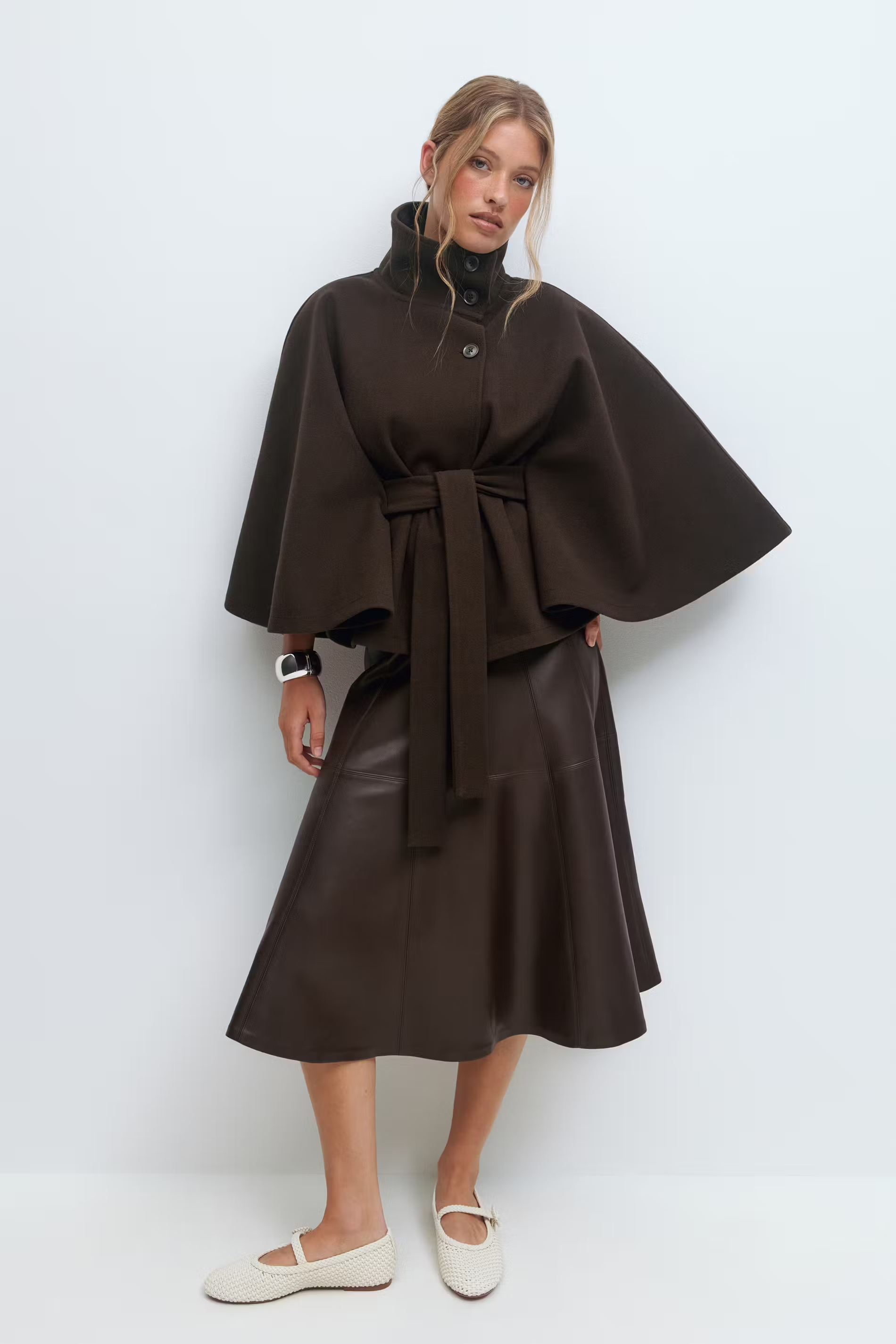 Marlowe | Women's Cape Coat | Belted Waist · PNY