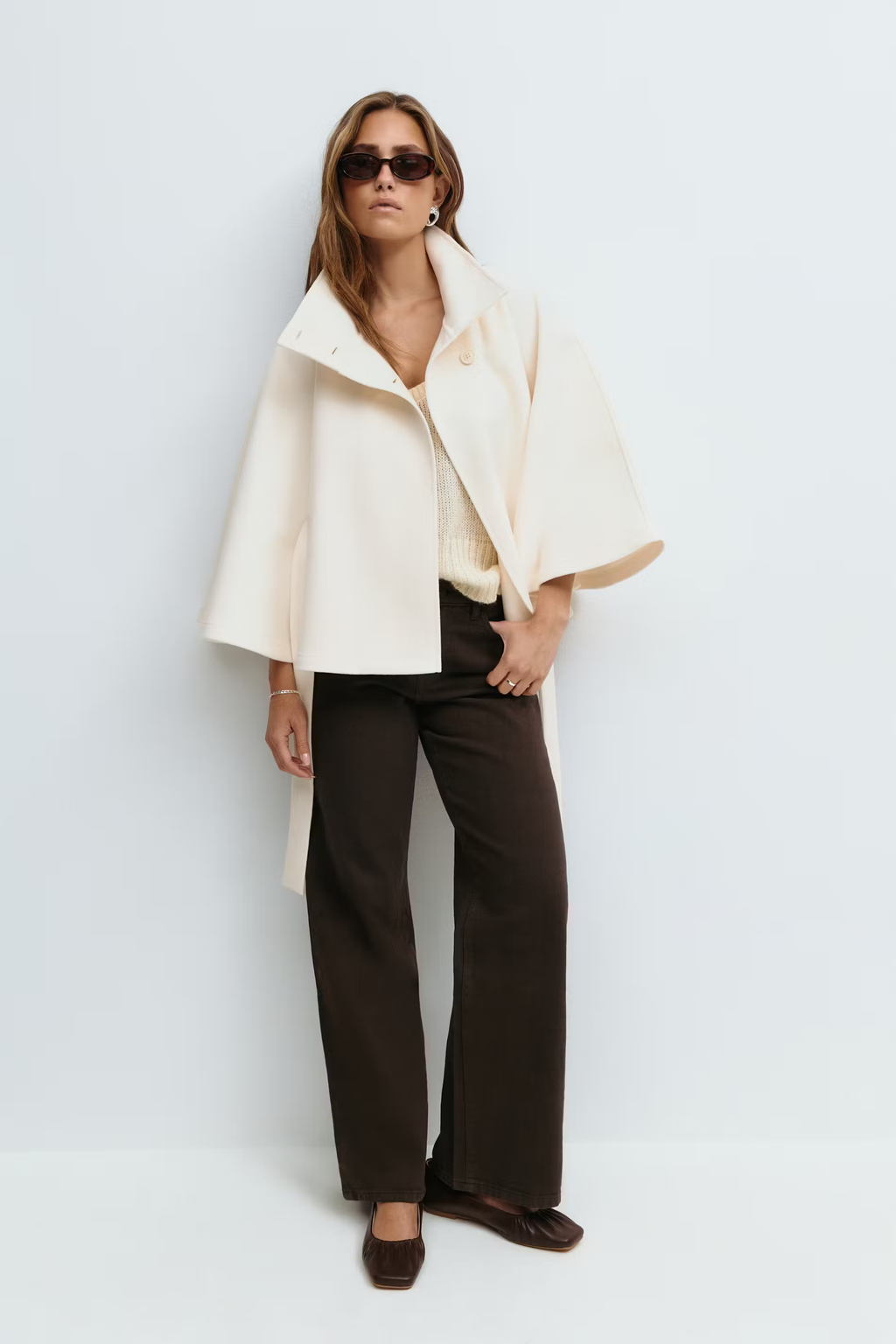 Marlowe | Women's Cape Coat | Belted Waist · PNY
