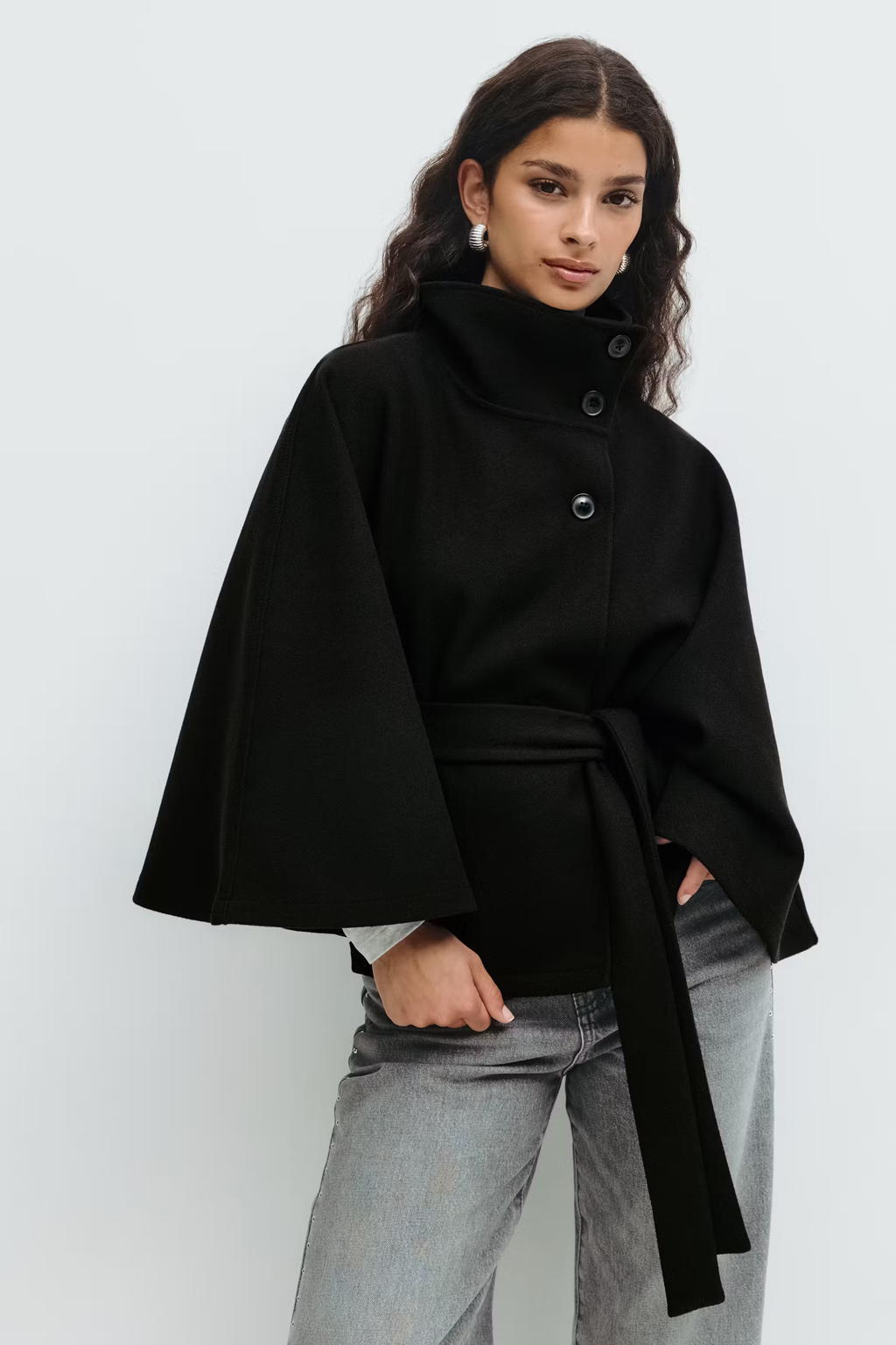 Marlowe | Women's Cape Coat | Belted Waist · PNY