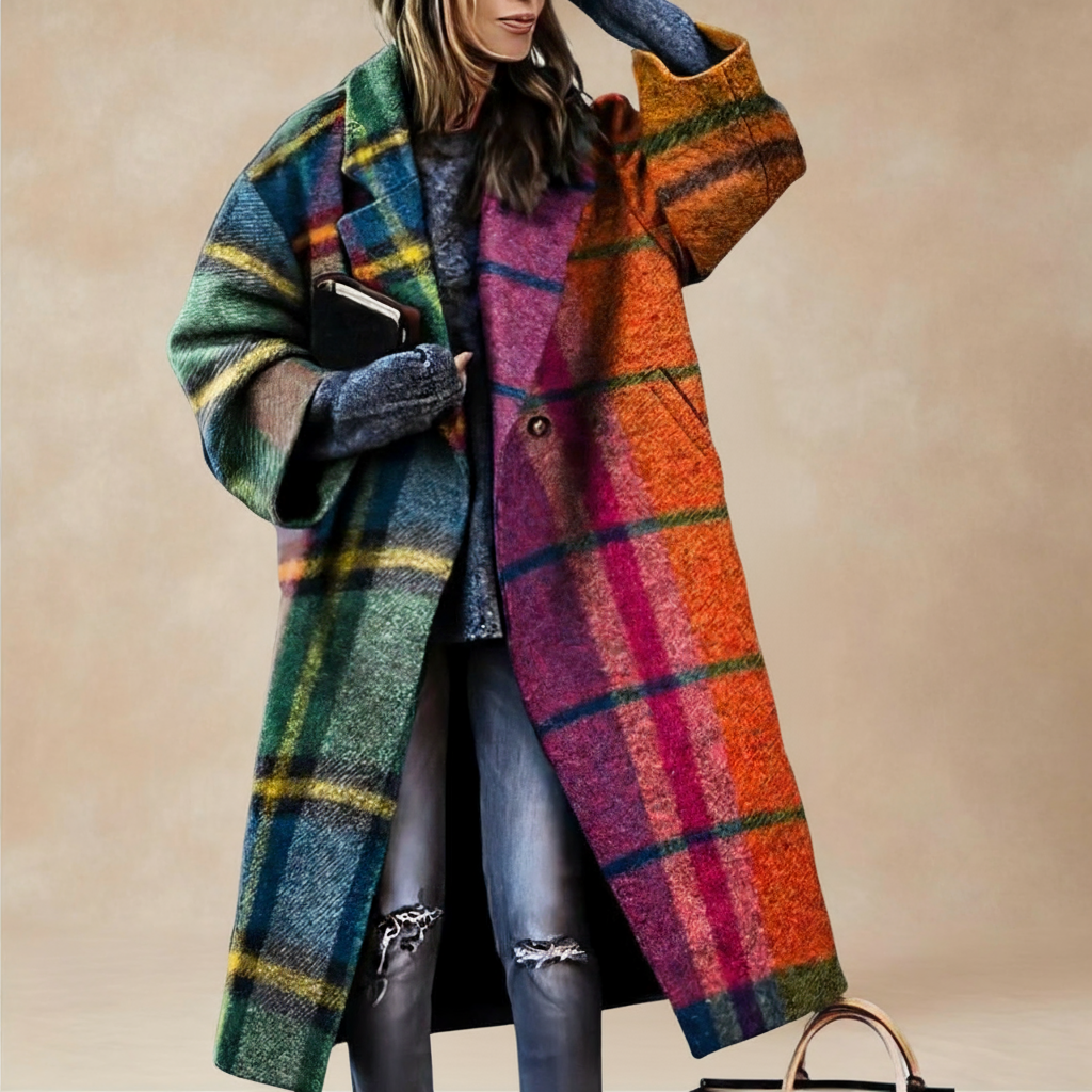 Marlowe | Women's Longline Coat | Plaid Print · PNY