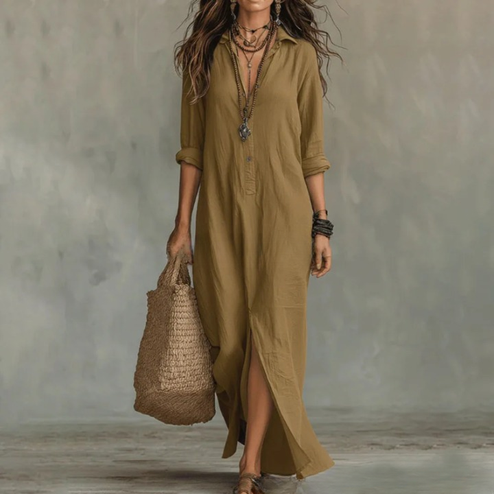 Marlowe | Women's Maxi Shirt Dress | Side Slit · PNY