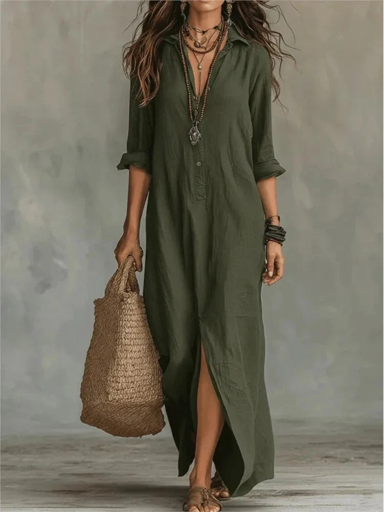 Marlowe | Women's Maxi Shirt Dress | Side Slit · PNY
