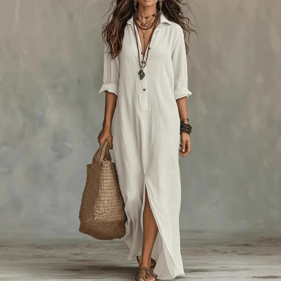 Marlowe | Women's Maxi Shirt Dress | Side Slit · PNY