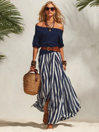 Maya | Women's Off-Shoulder Skirt Set | Striped · PNY