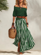 Maya | Women's Off-Shoulder Skirt Set | Striped · PNY
