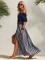 Maya | Women's Off-Shoulder Skirt Set | Striped · PNY