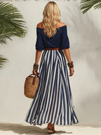 Maya | Women's Off-Shoulder Skirt Set | Striped · PNY