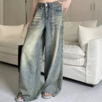Maya | Women’s Wide Leg Jeans | High Waist Faded Detail