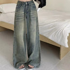 Maya | Women’s Wide Leg Jeans | High Waist Faded Detail