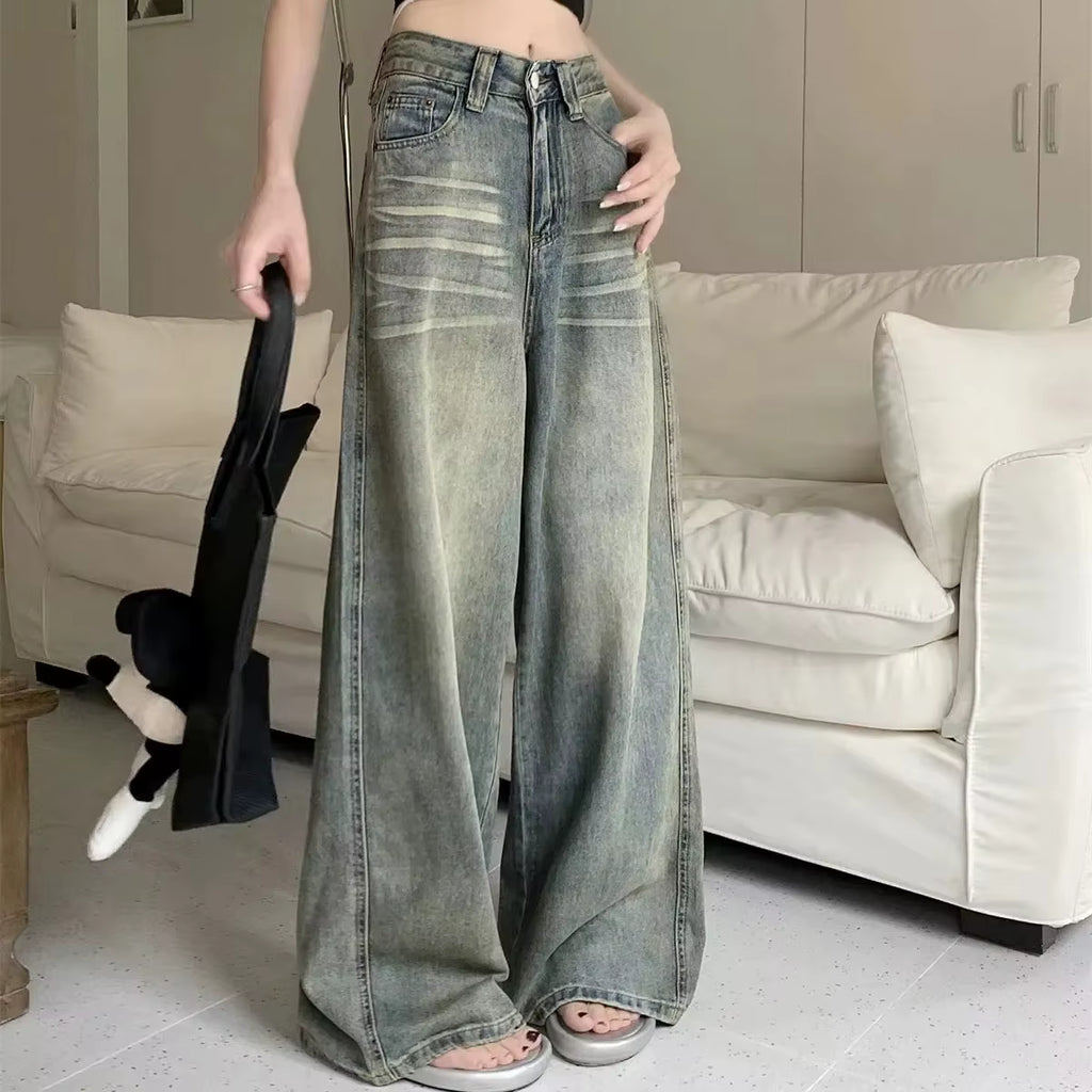 Maya | Women’s Wide Leg Jeans | High Waist Faded Detail