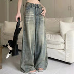 Maya | Women’s Wide Leg Jeans | High Waist Faded Detail