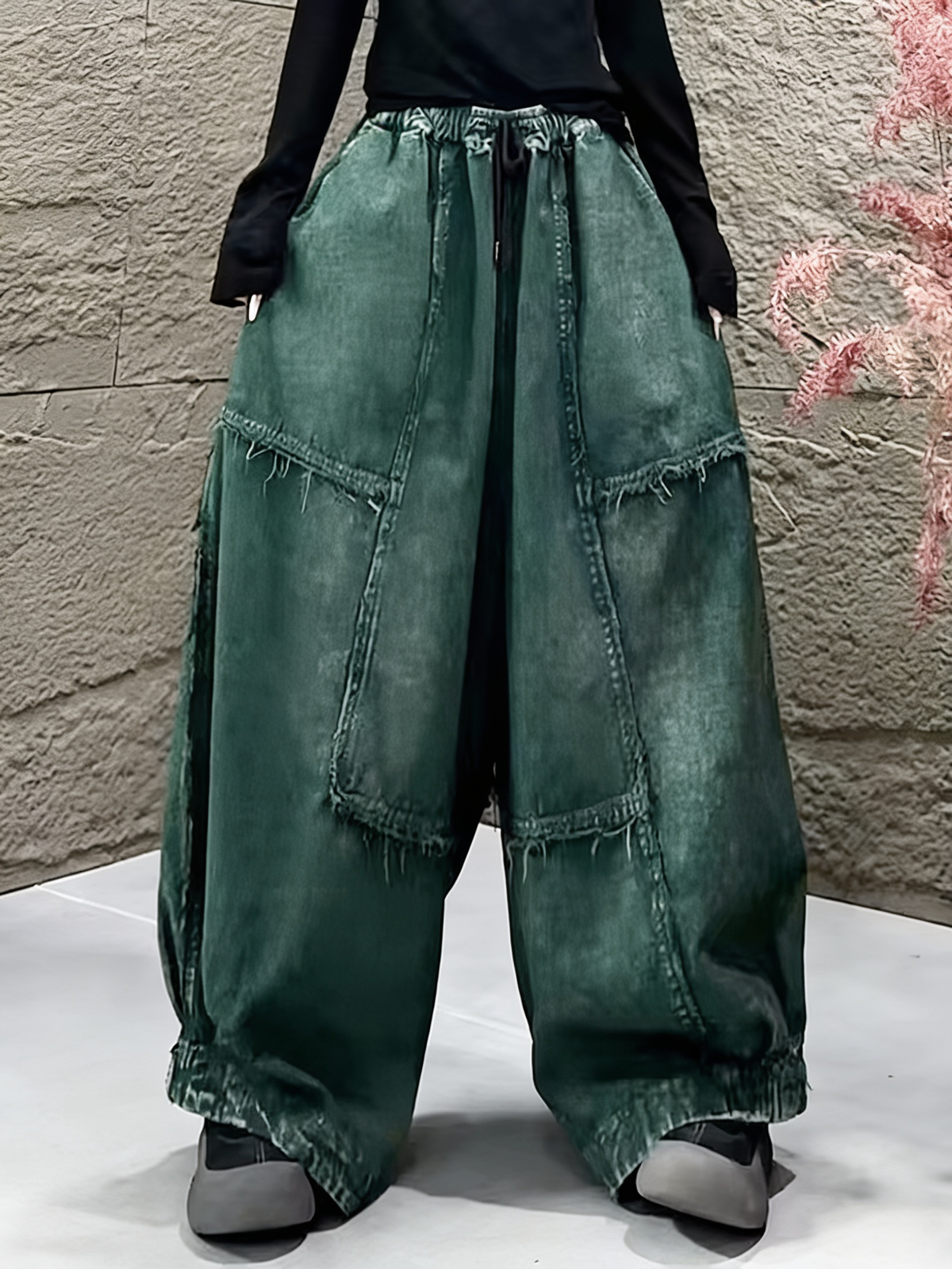Mia | Women’s Wide Leg Pants | Drawstring Waist Panel Detail