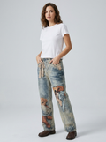 Mila | Women’s Wide Leg Jeans | Teddy Bear Appliqué