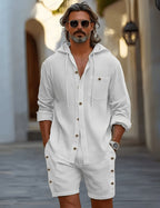 Miles | Men's Hooded Shirt Set | Button-Front Shorts · PNY