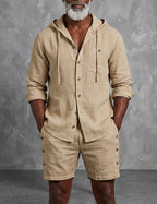 Miles | Men's Hooded Shirt Set | Button-Front Shorts · PNY