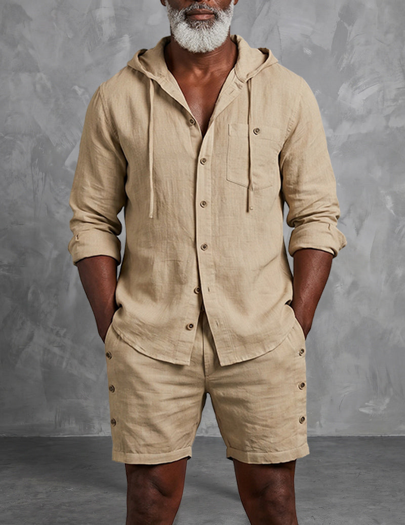 Miles | Men's Hooded Shirt Set | Button-Front Shorts · PNY