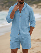 Miles | Men's Hooded Shirt Set | Button-Front Shorts · PNY