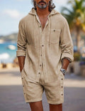 Miles | Men's Hooded Shirt Set | Button-Front Shorts