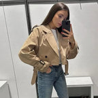 Nadia | Women's Cropped Trench Jacket | Belted Waist · PNY