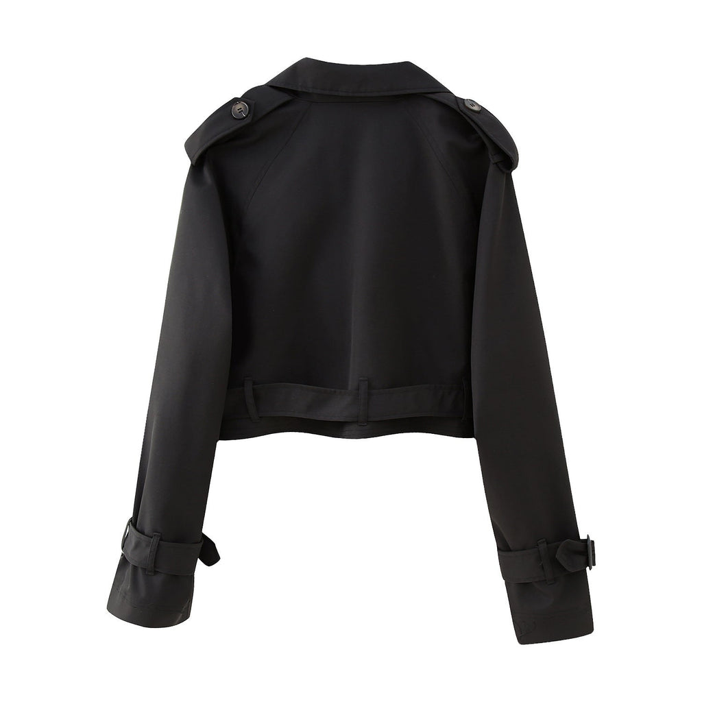 Nadia | Women's Cropped Trench Jacket | Belted Waist · PNY