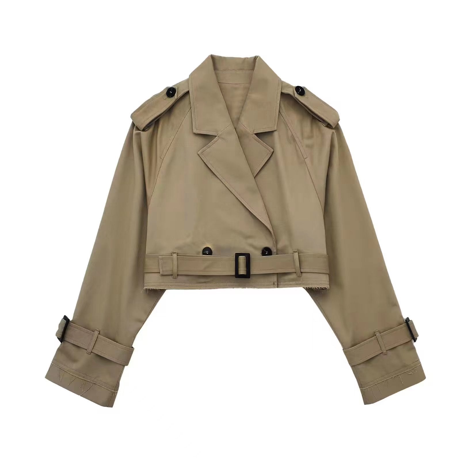 Nadia | Women's Cropped Trench Jacket | Belted Waist · PNY