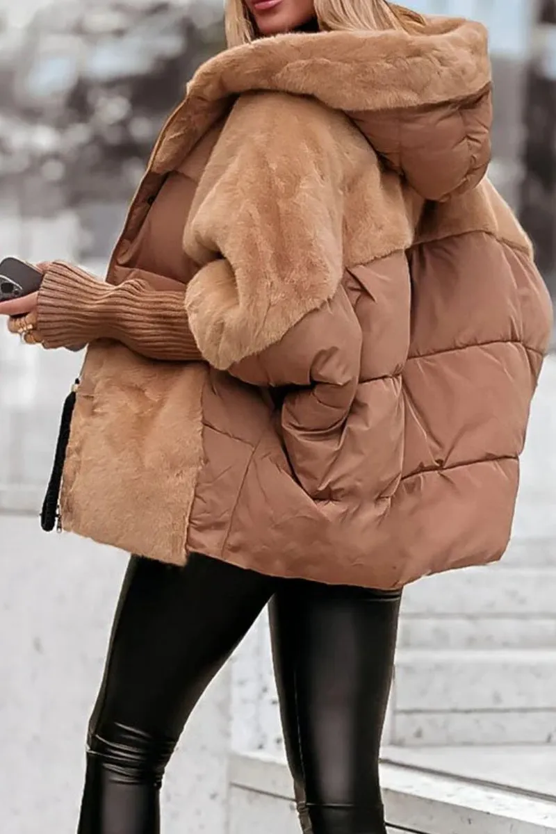 Nadia | Women's Hooded Puffer Jacket | Faux-Trim · PNY
