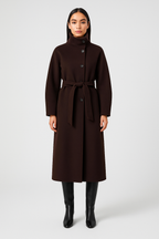 Nadia | Women's Longline Coat | Belted Waist · PNY