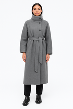 Nadia | Women's Longline Coat | Belted Waist · PNY