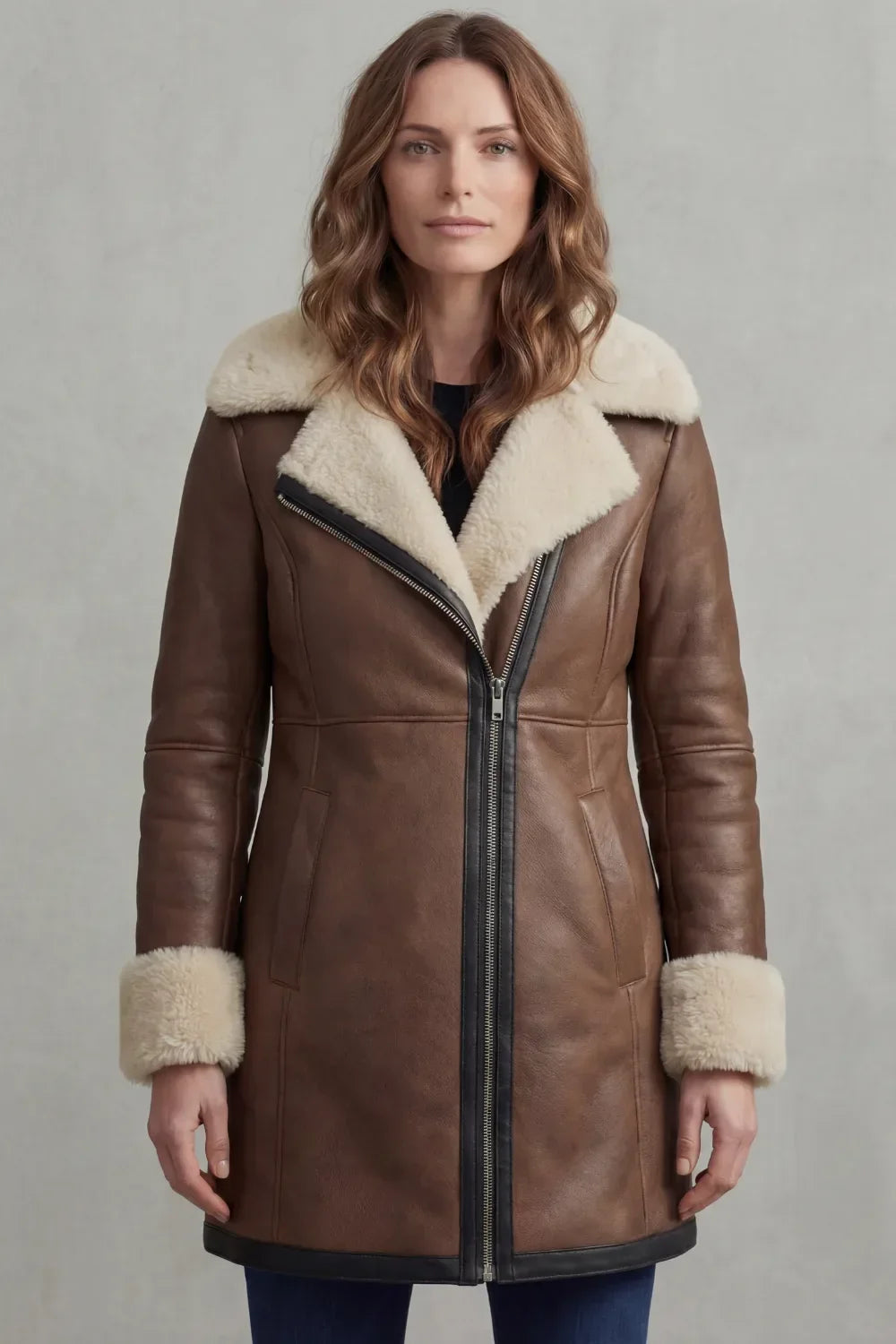 Nadia | Women's Shearling Coat | Leather · PNY