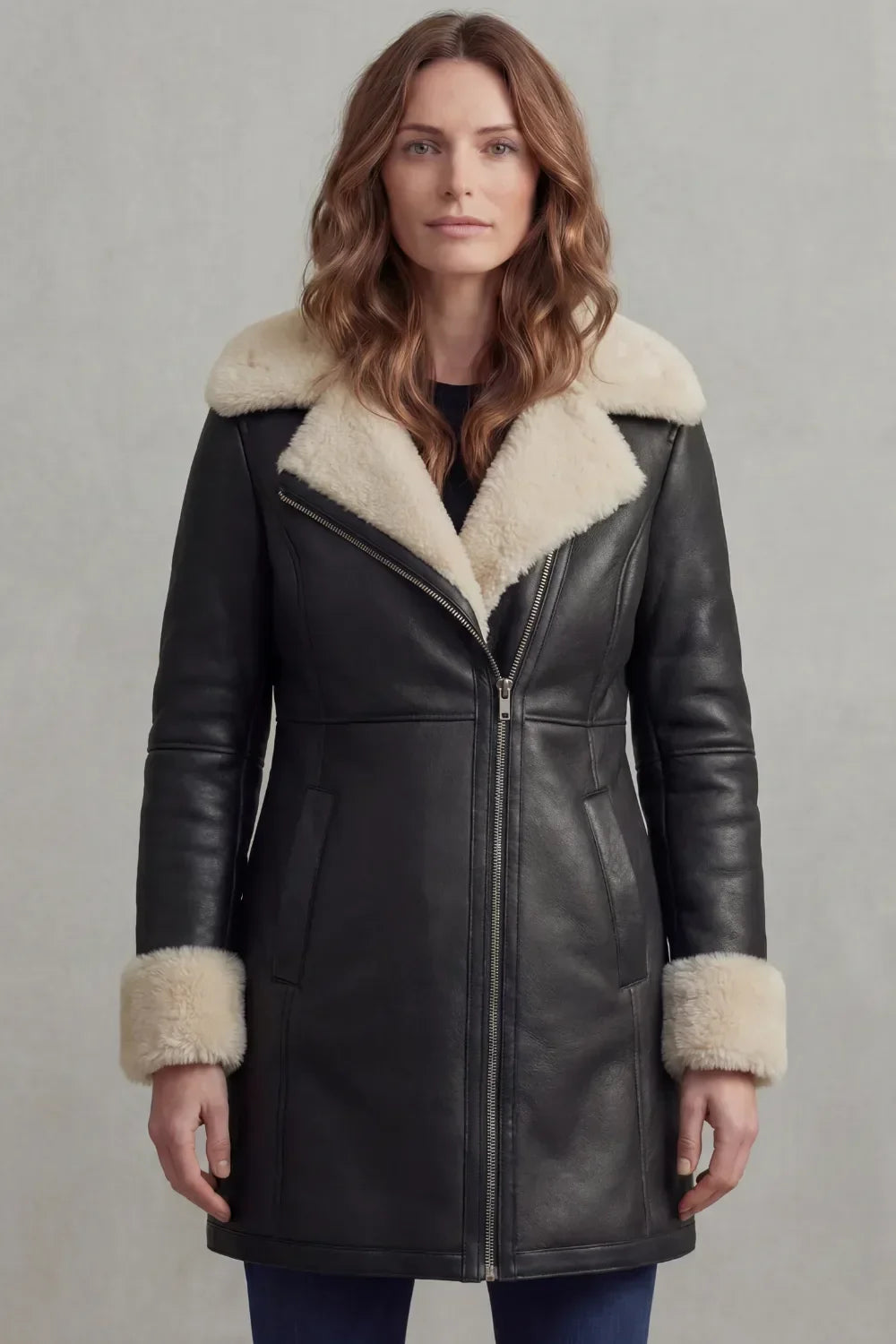 Nadia | Women's Shearling Coat | Leather · PNY