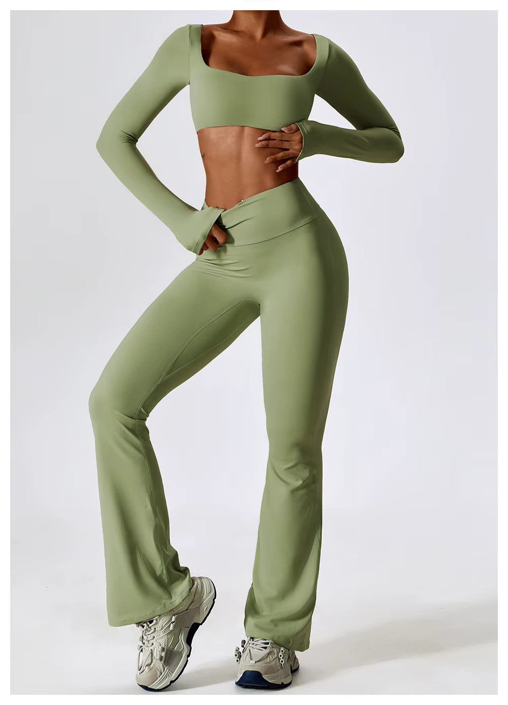 Nadia | Women's Square-Neck Crop Top | Long-Sleeve · PNY